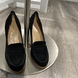 Talbots Corrine black suede penny loafer pumps